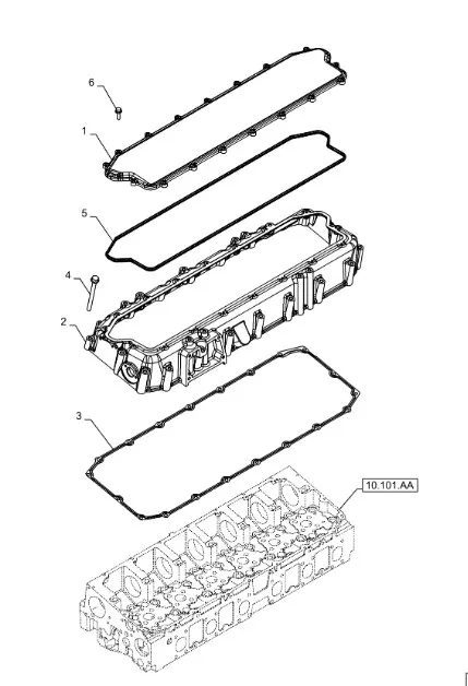 504296783 - Прокладка крышки (без 2 х усов внутрь) клап. осн. ГБЦ ДВС Cursor9T T8.390/Mg., Axion9